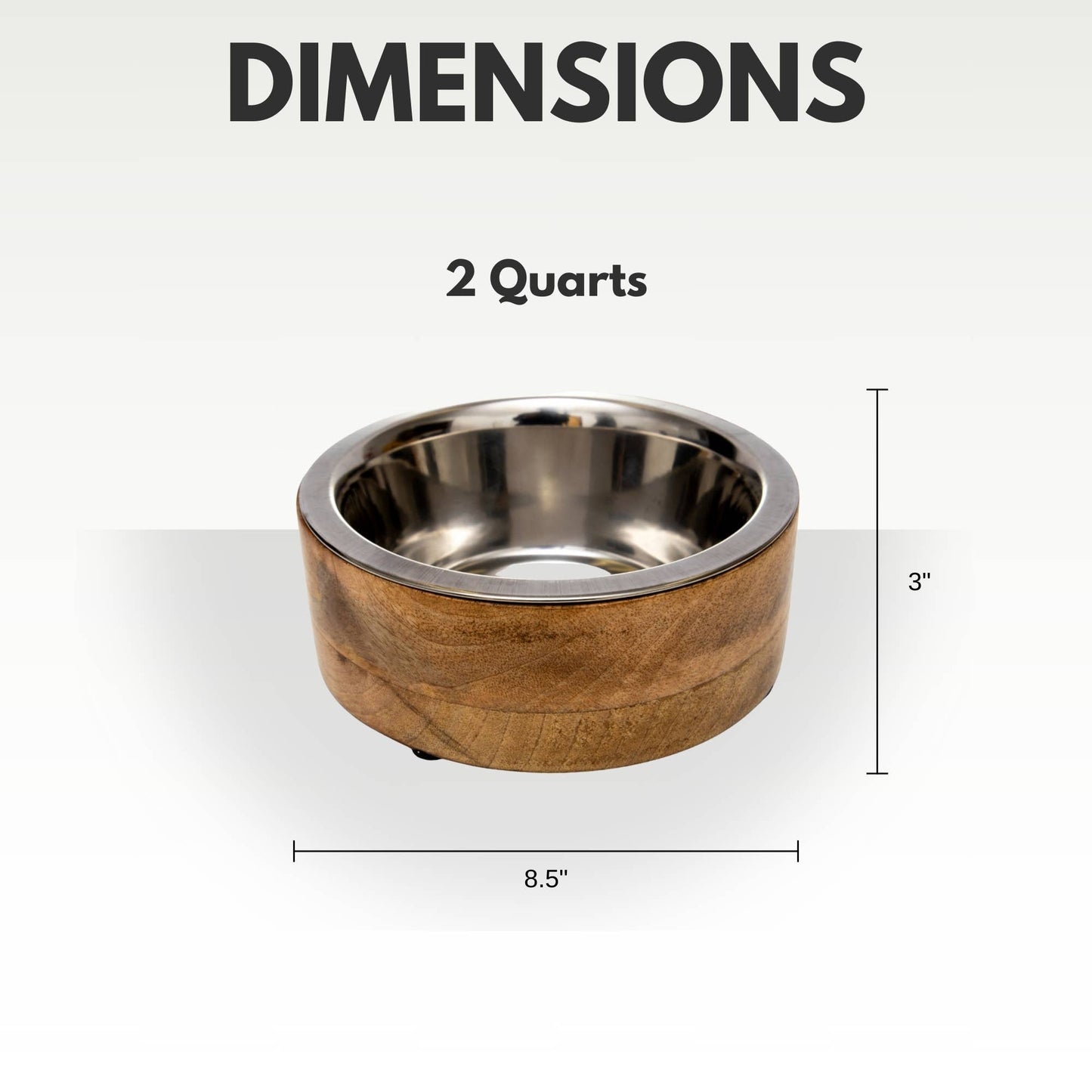 Jojo Modern Pets - Stainless Steel Dog Bowl with Cylindrical Mango Wood Holder