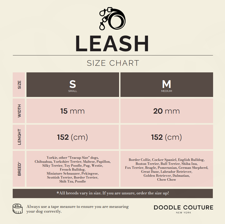 Doodle Couture, New York - Secure-In-Place Dog Leash - Dune