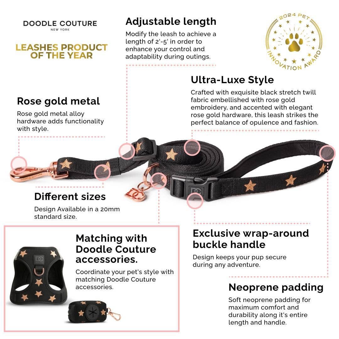 Doodle Couture, New York - Secure-In-Place Dog Leash - Blush
