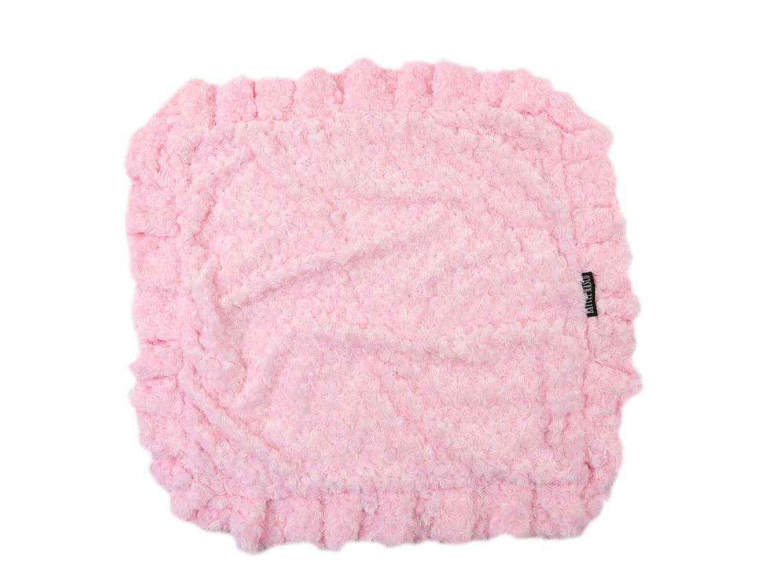 Pink Rosebud with Cream Shag Blanket: Medium