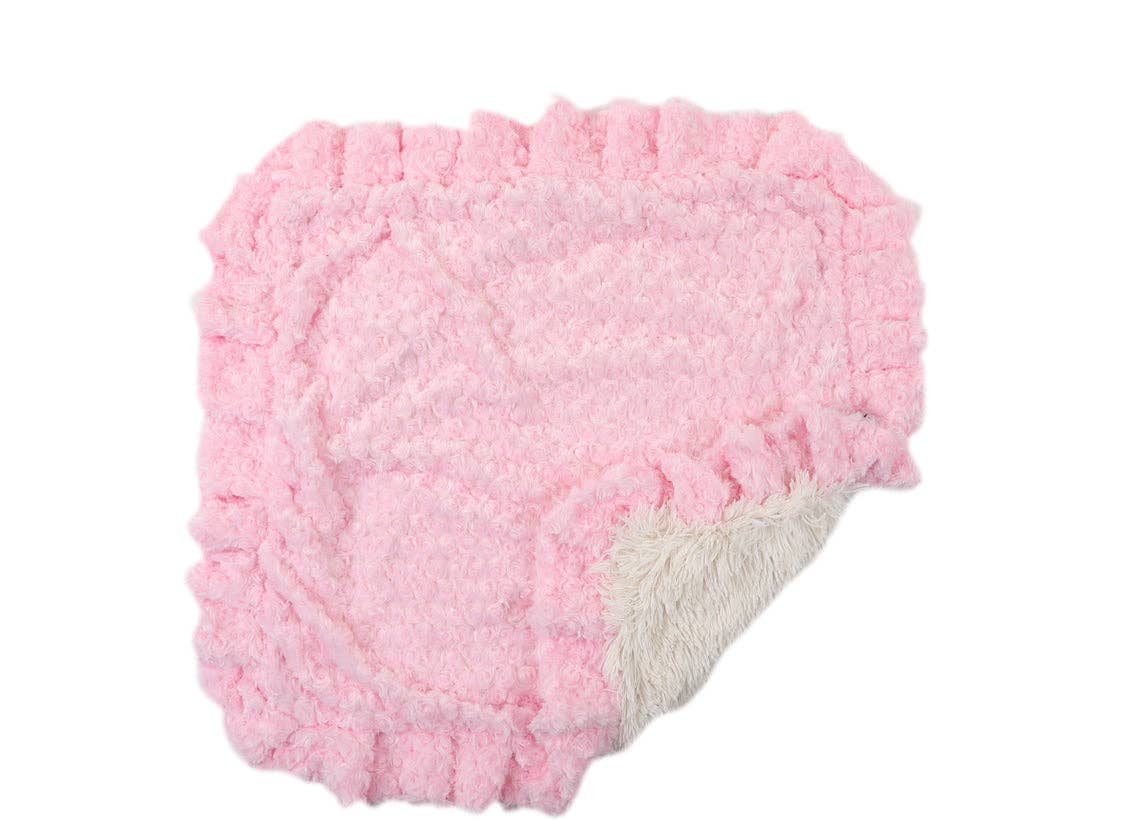 Pink Rosebud with Cream Shag Blanket: Medium