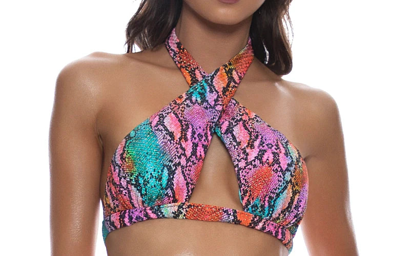 Cross Halter Peek-A-Boo-Seamless Bikini