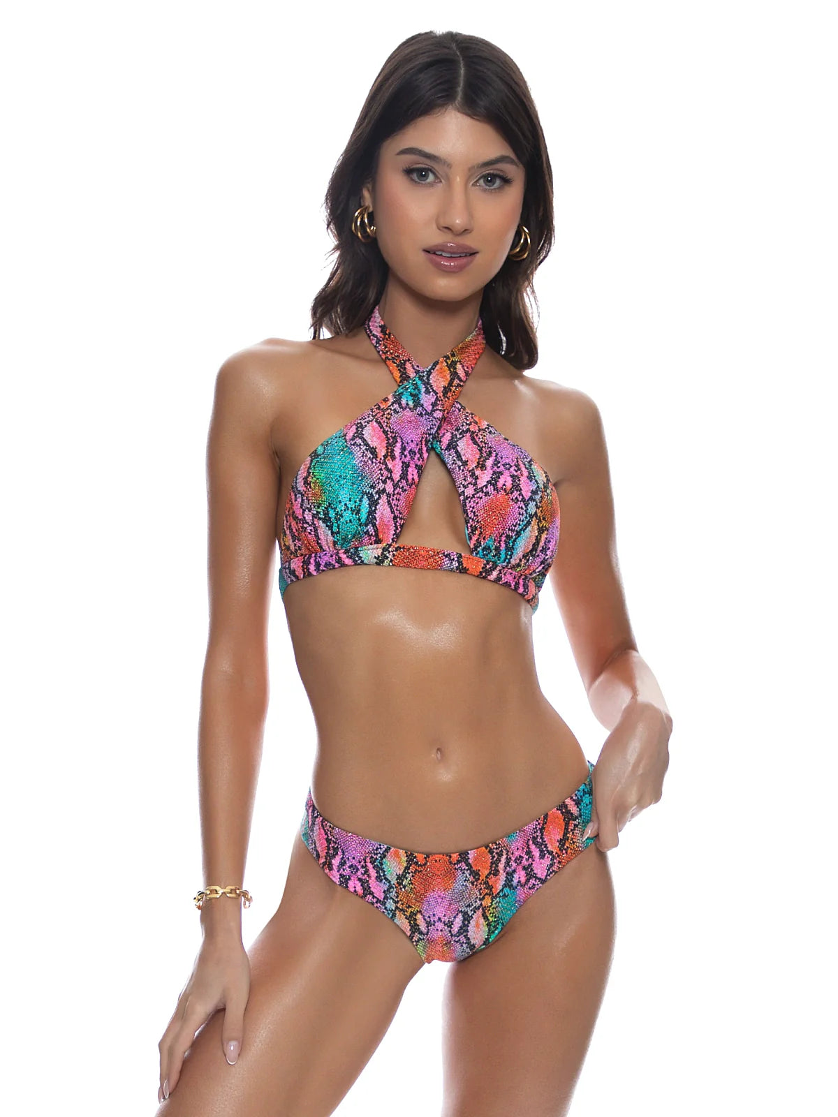 Cross Halter Peek-A-Boo-Seamless Bikini