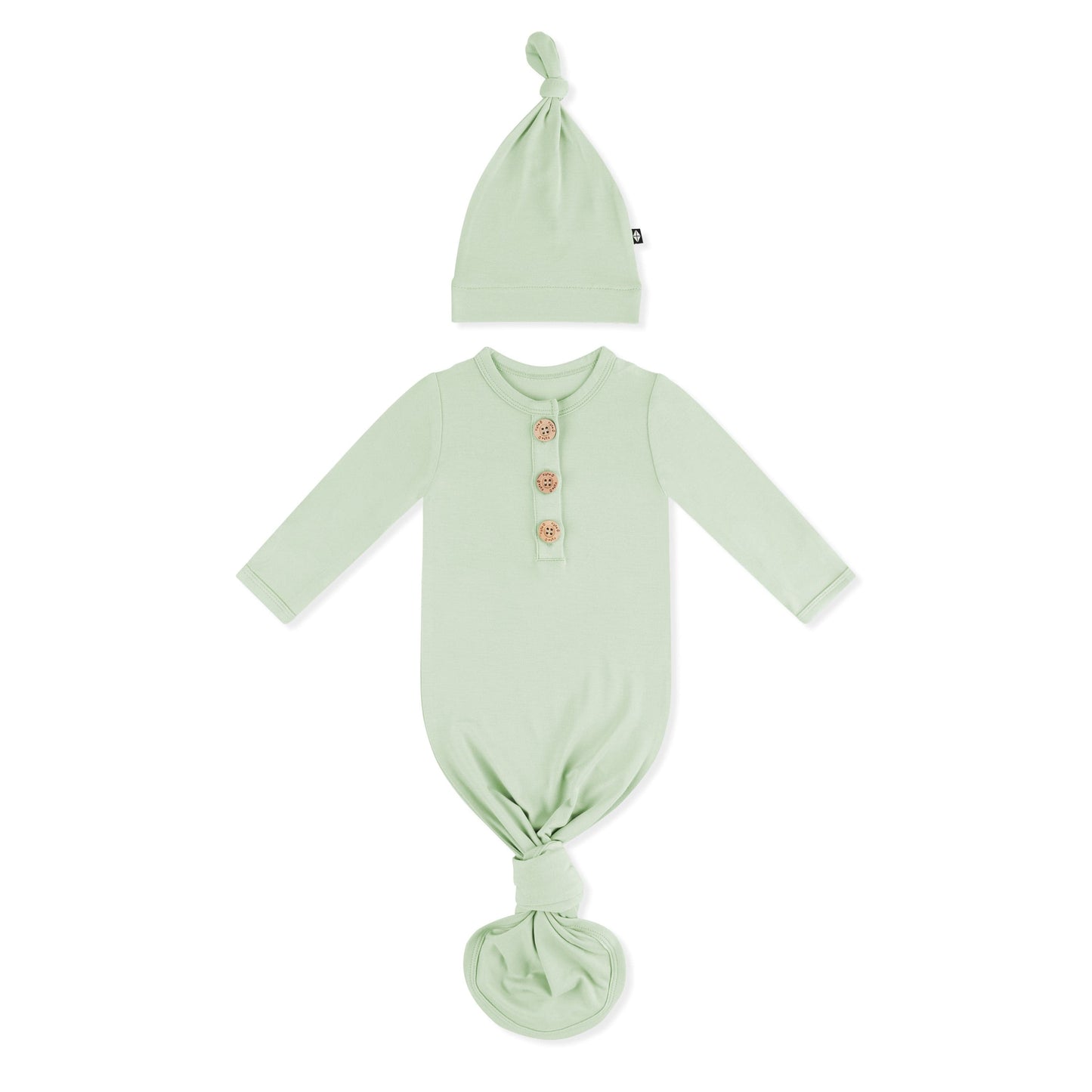 Knotted Gown with Hat Set in Basil