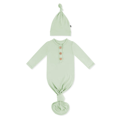 Knotted Gown with Hat Set in Basil