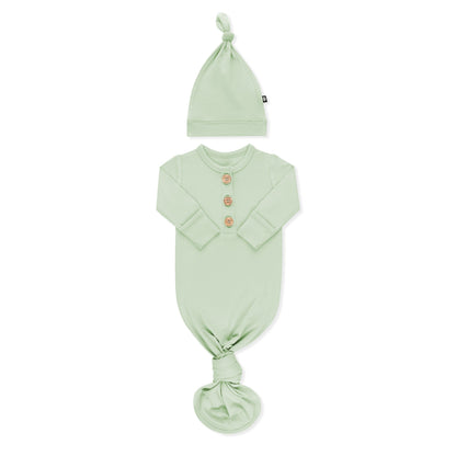Knotted Gown with Hat Set in Basil
