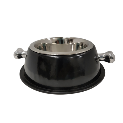 Deluxe Stainless Steel Dog Bowl with Bone Handles