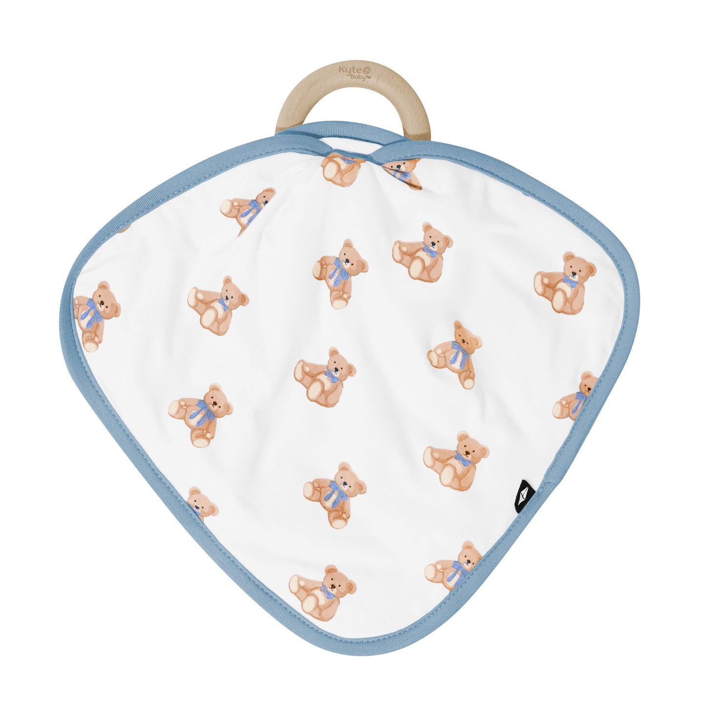 Lovey in Teddy Bear with Removable Wooden Teething Ring