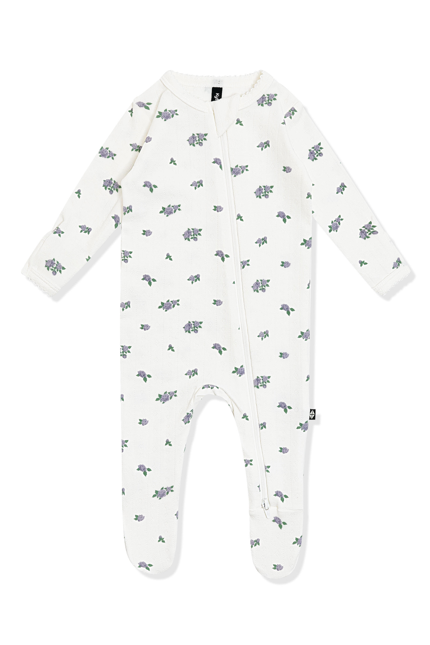Pointelle Zippered Footie in Spray Rose