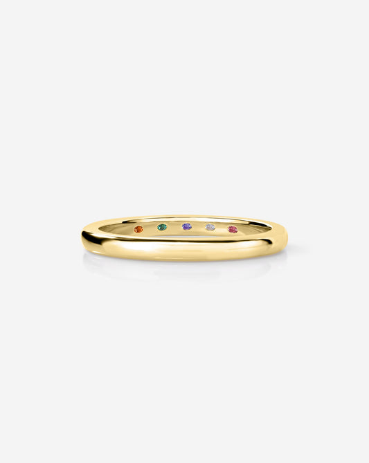 2 mm Classic Gold Band with Birthstone