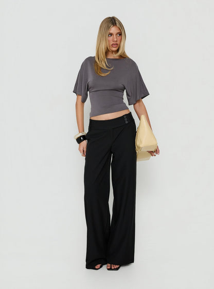 Arazia Cinched Short Sleeve Top Charcoal