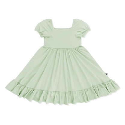 Puff Sleeve Twirl Dress in Basil