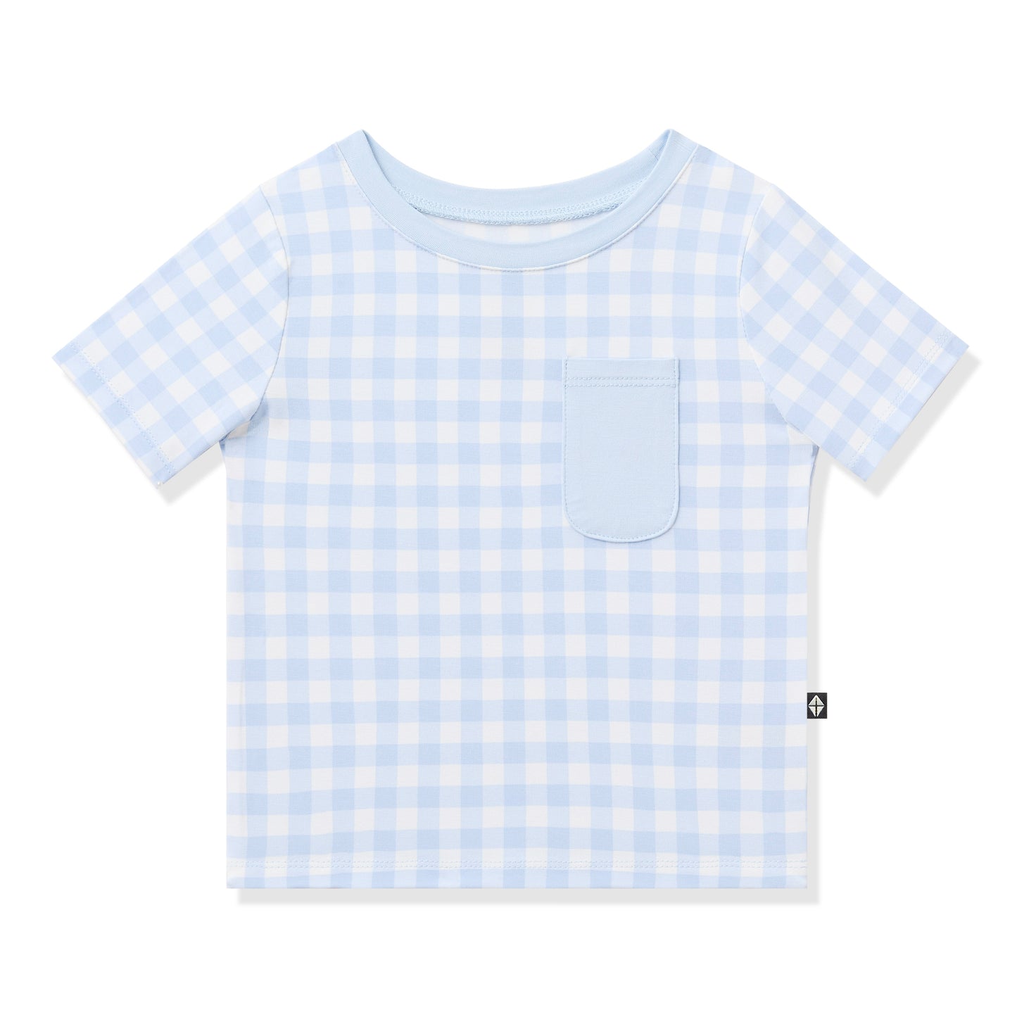 Toddler Crew Neck Tee in Gingham Breeze