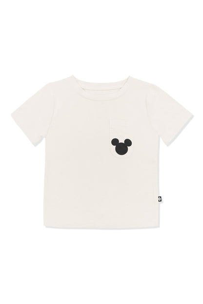 Toddler Crew Neck Tee in Mickey Mouse on Ecru