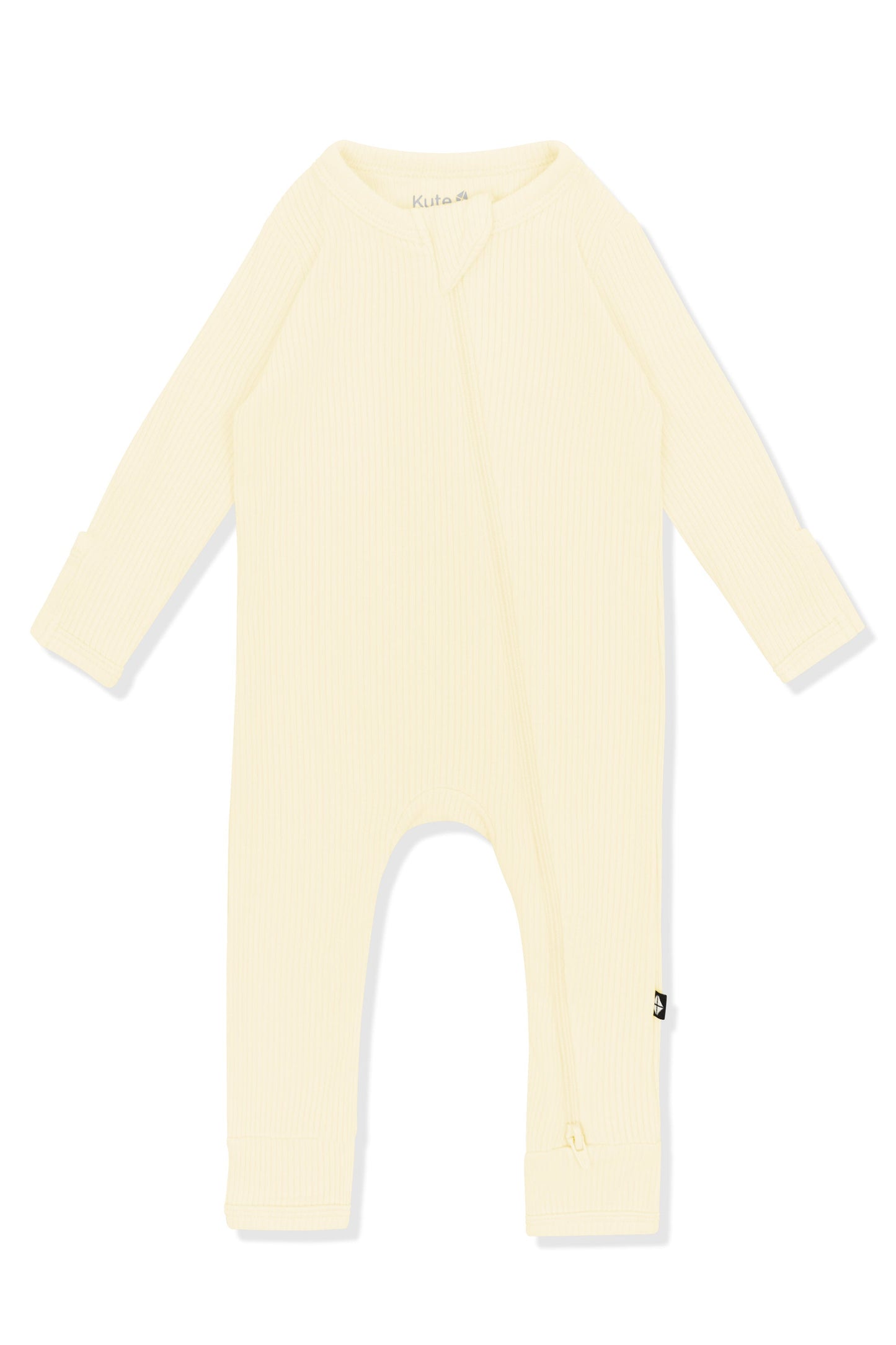 Ribbed Zipper Romper in Chamomile