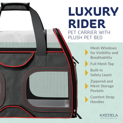 Katziela - Luxury Rider Pet Carrier with Removable Wheels - 4 Colors