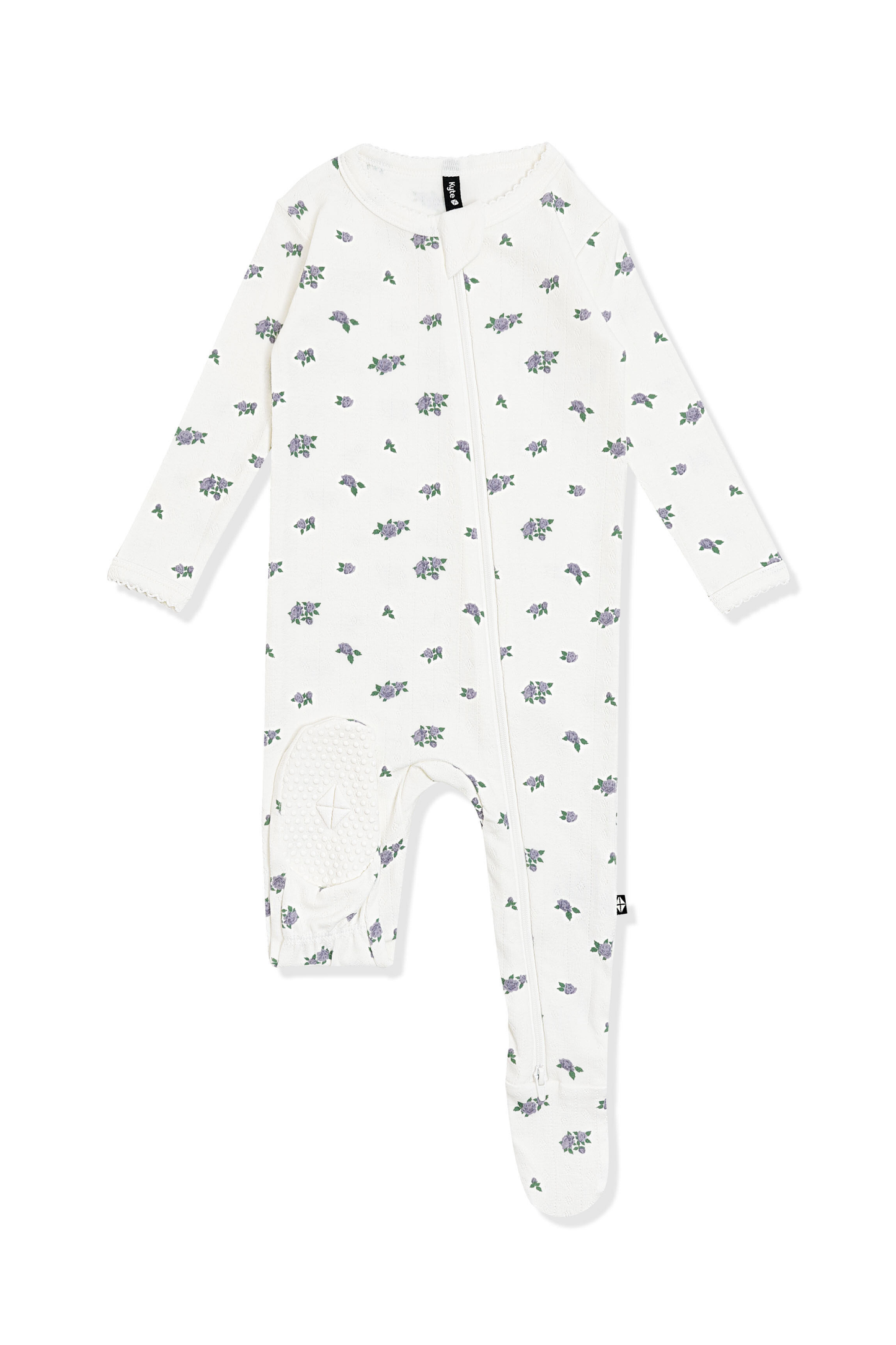 Pointelle Zippered Footie in Spray Rose