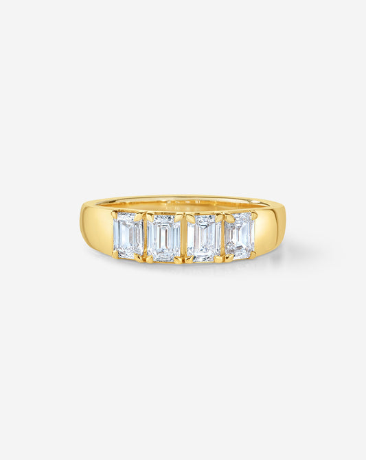 4-Stone Emerald Diamond Wedding Band