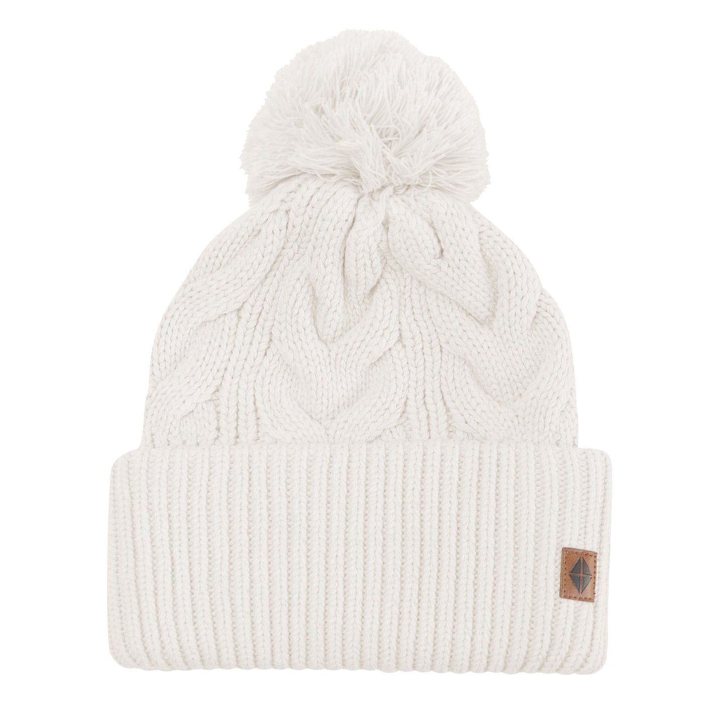 Cable Knit Adult Pom Beanie in Oat