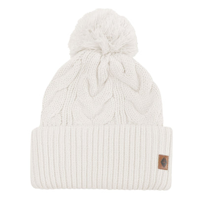 Cable Knit Adult Pom Beanie in Oat