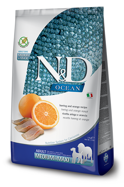 Farmina N&D Ocean Herring & Orange for Adult Medium and Maxi Breeds Dry Dog Food