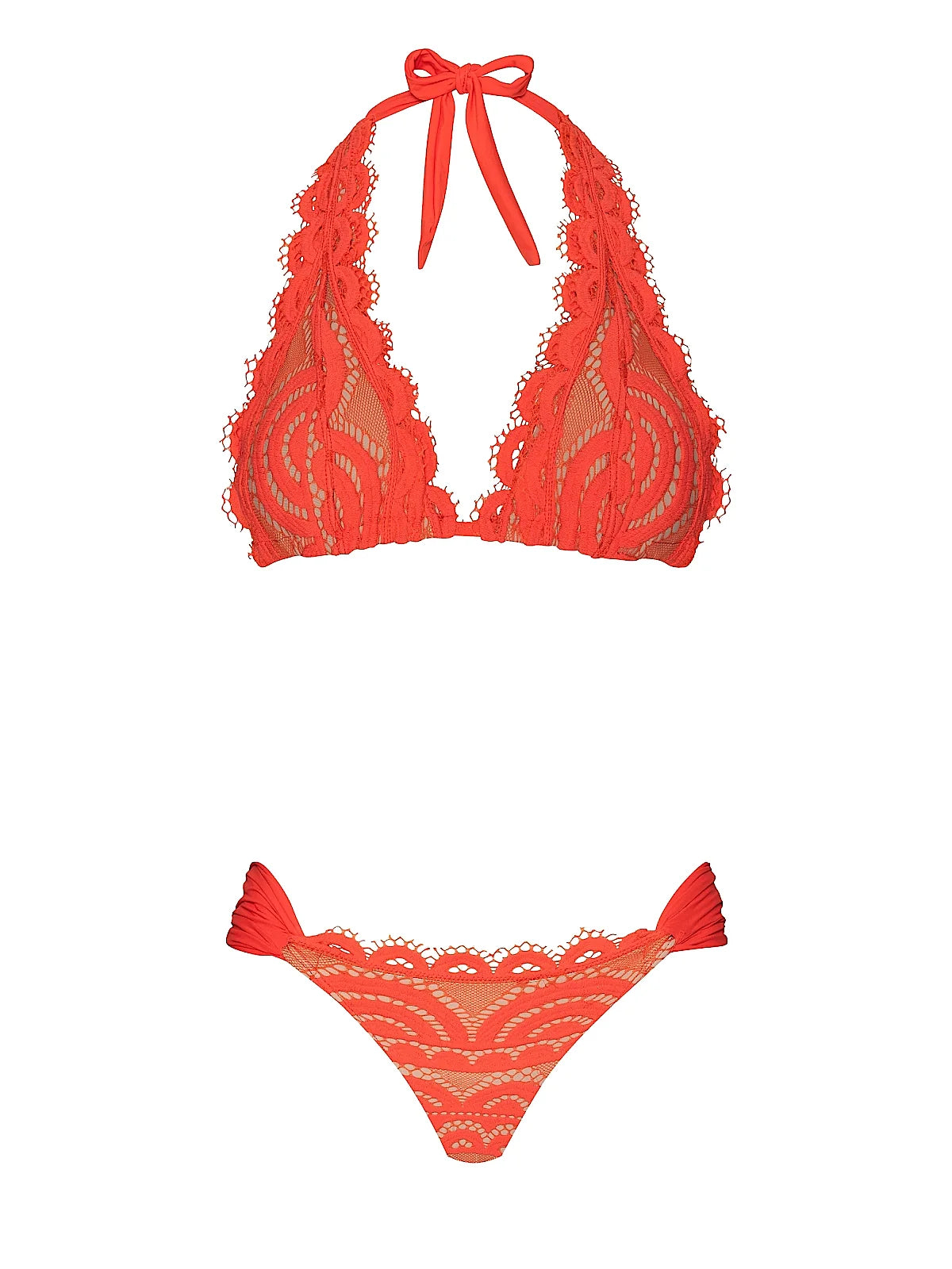 Lace Halter-Lace Fanned Bikini