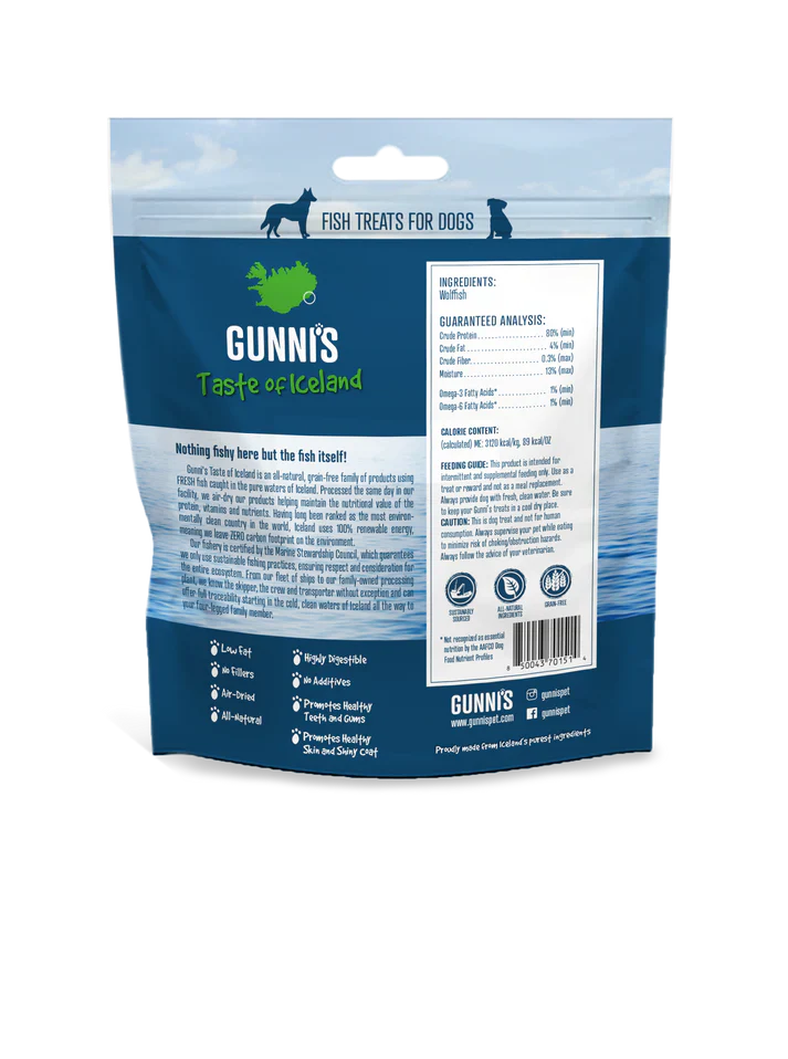 Gunni's A Taste Of Iceland Wolffish Wafers 5 Oz.