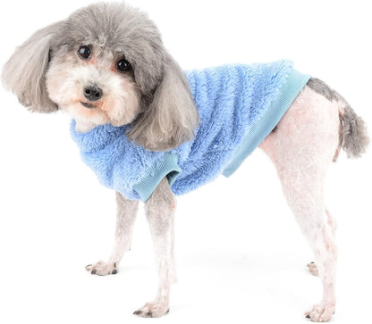 Cozy fleece dog sweater with D-ring - warm winter wear for small breeds & cats (Dark Blue)