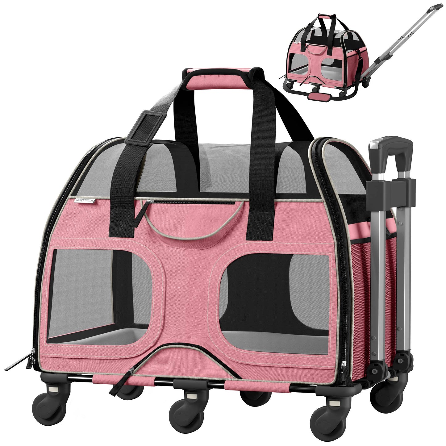 Katziela - Luxury Rider Pet Carrier with Removable Wheels - 4 Colors