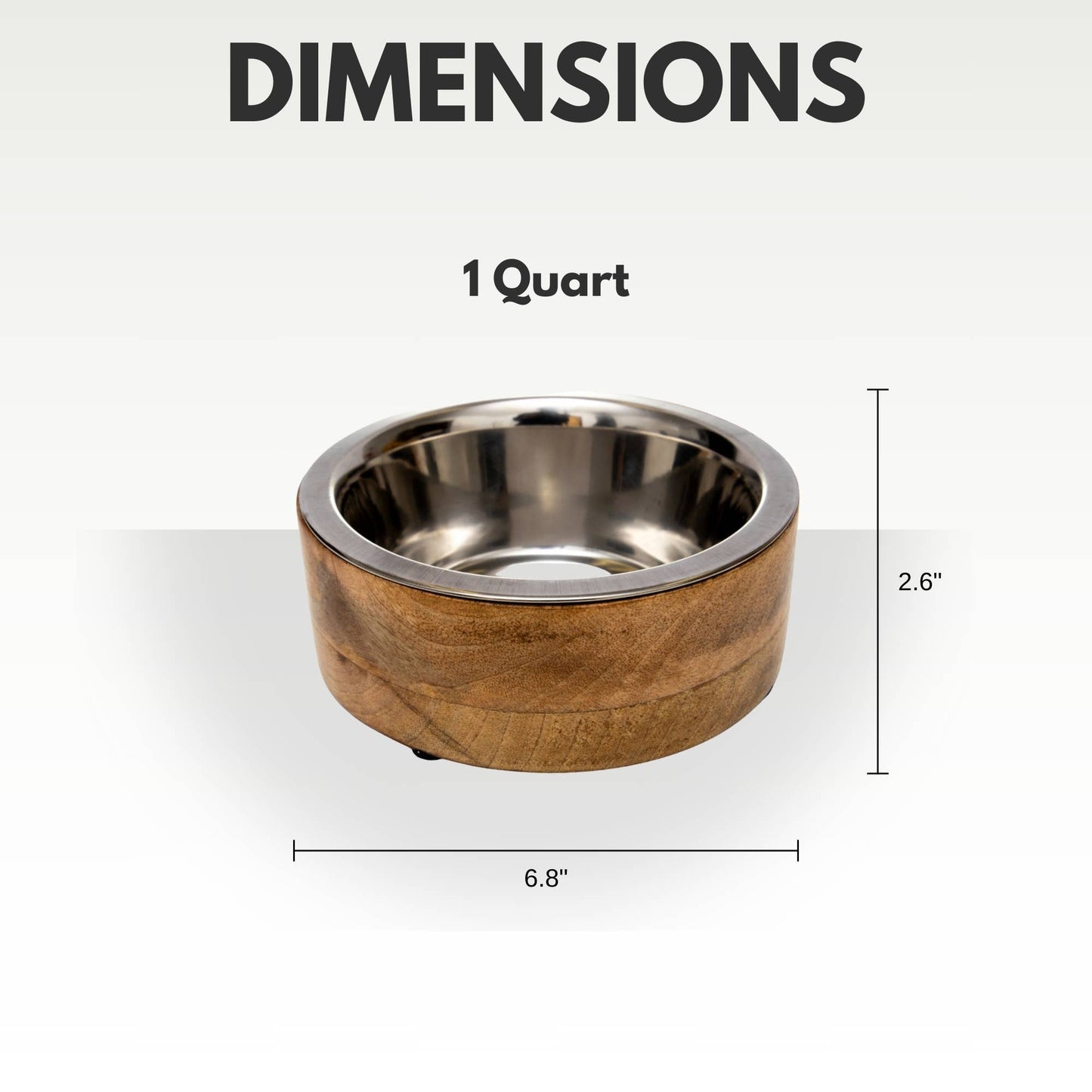 Jojo Modern Pets - Stainless Steel Dog Bowl with Cylindrical Mango Wood Holder