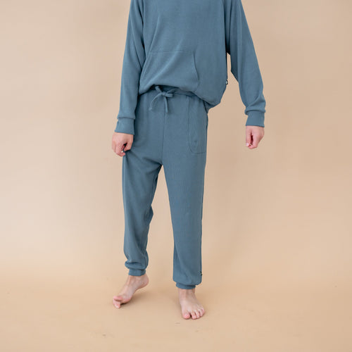 Ribbed Jogger Pant in Atlantic