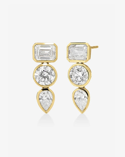 Bezel Mixed Shape Drop Earrings