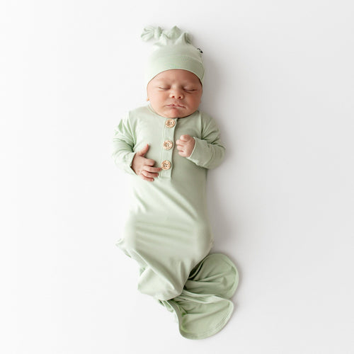 Knotted Gown with Hat Set in Basil