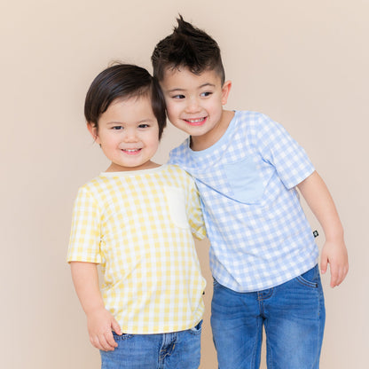 Toddler Crew Neck Tee in Gingham Breeze