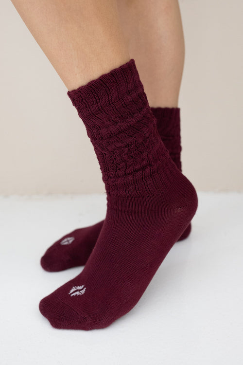 Adult Scrunch Socks in Burgundy