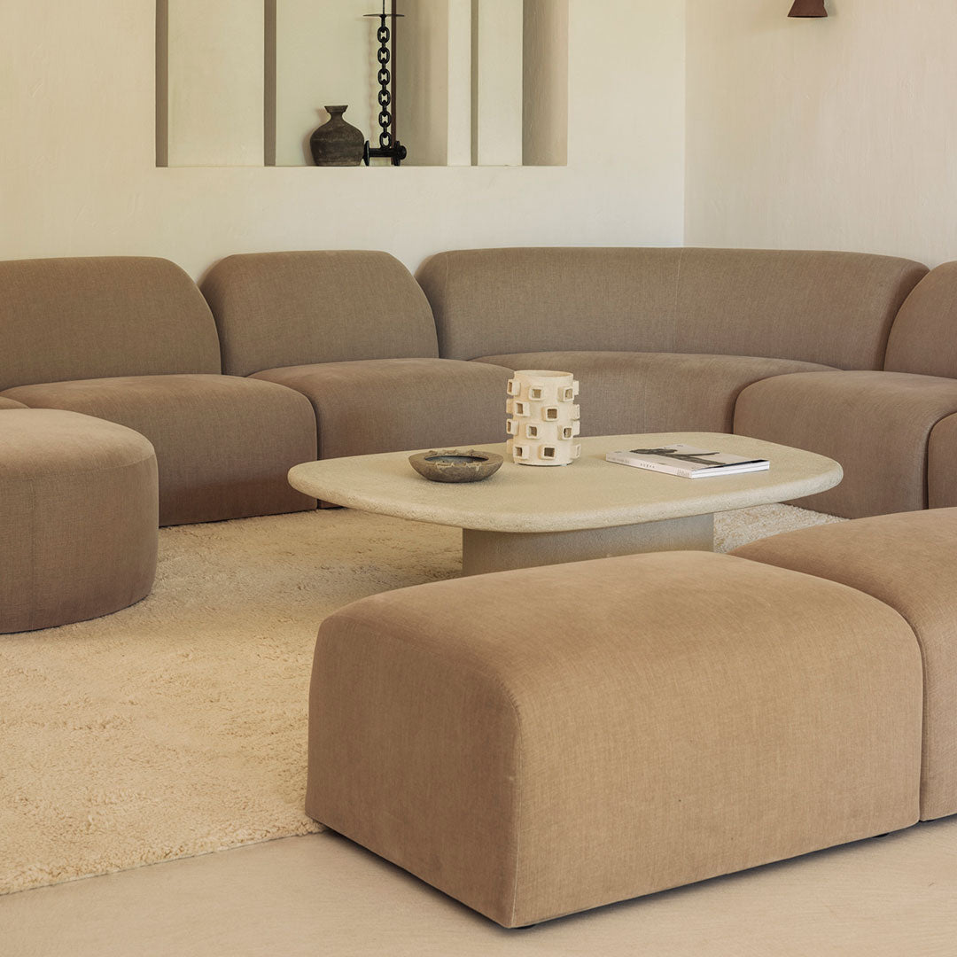 Bulky Pre-Configured Three-Seater Sofa w/ Footstool