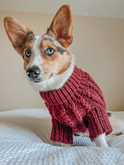 Pet Cable Knit Sweater - Red