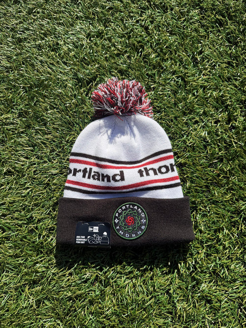 PORTLAND THORNS FC KNIT CUFF WHITE POM BEANIE