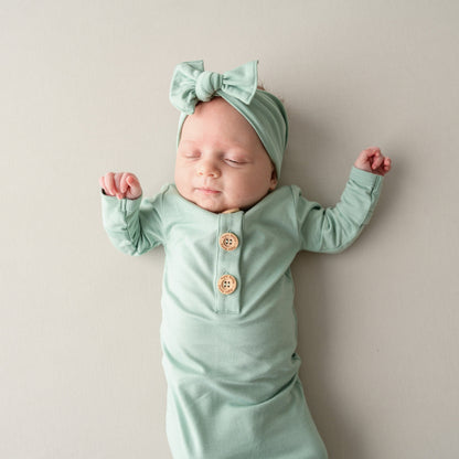 Knotted Gown with Bow Set in Sage