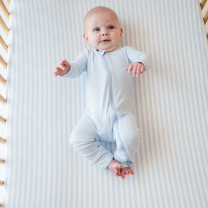 Crib Sheet in Small Mist Stripe