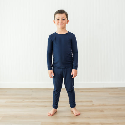 Long Sleeve Pajamas in Navy