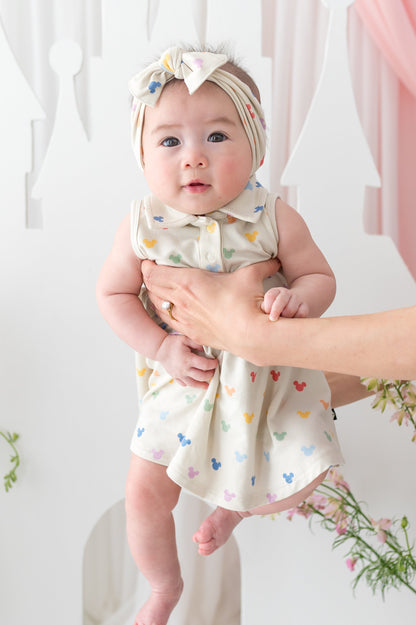 Polo Bodysuit Dress in Pastel Mickey Mouse