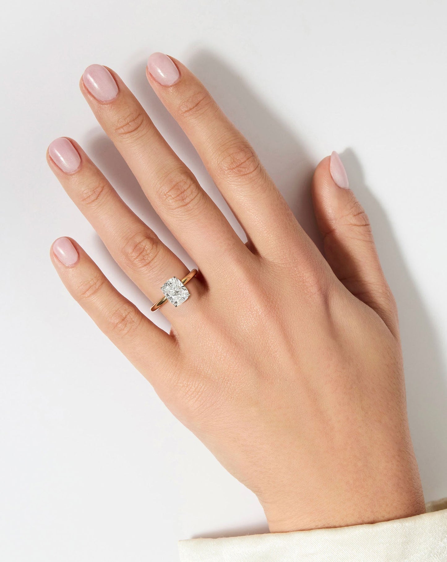 3.53 Cushion Lab Diamond in Cloud Solitaire
