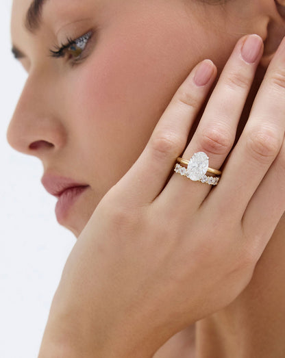 3.45 Oval Lab Diamond in Cloud Solitaire Hidden Halo