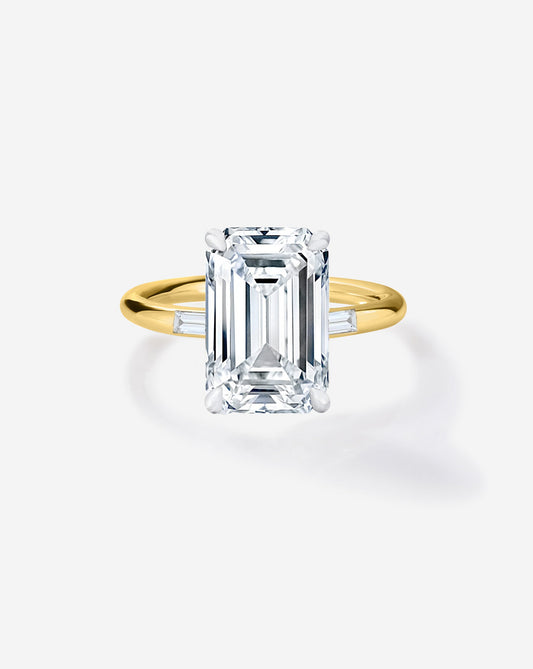 3.13 Emerald Lab Diamond in Cloud Inlay Baguette