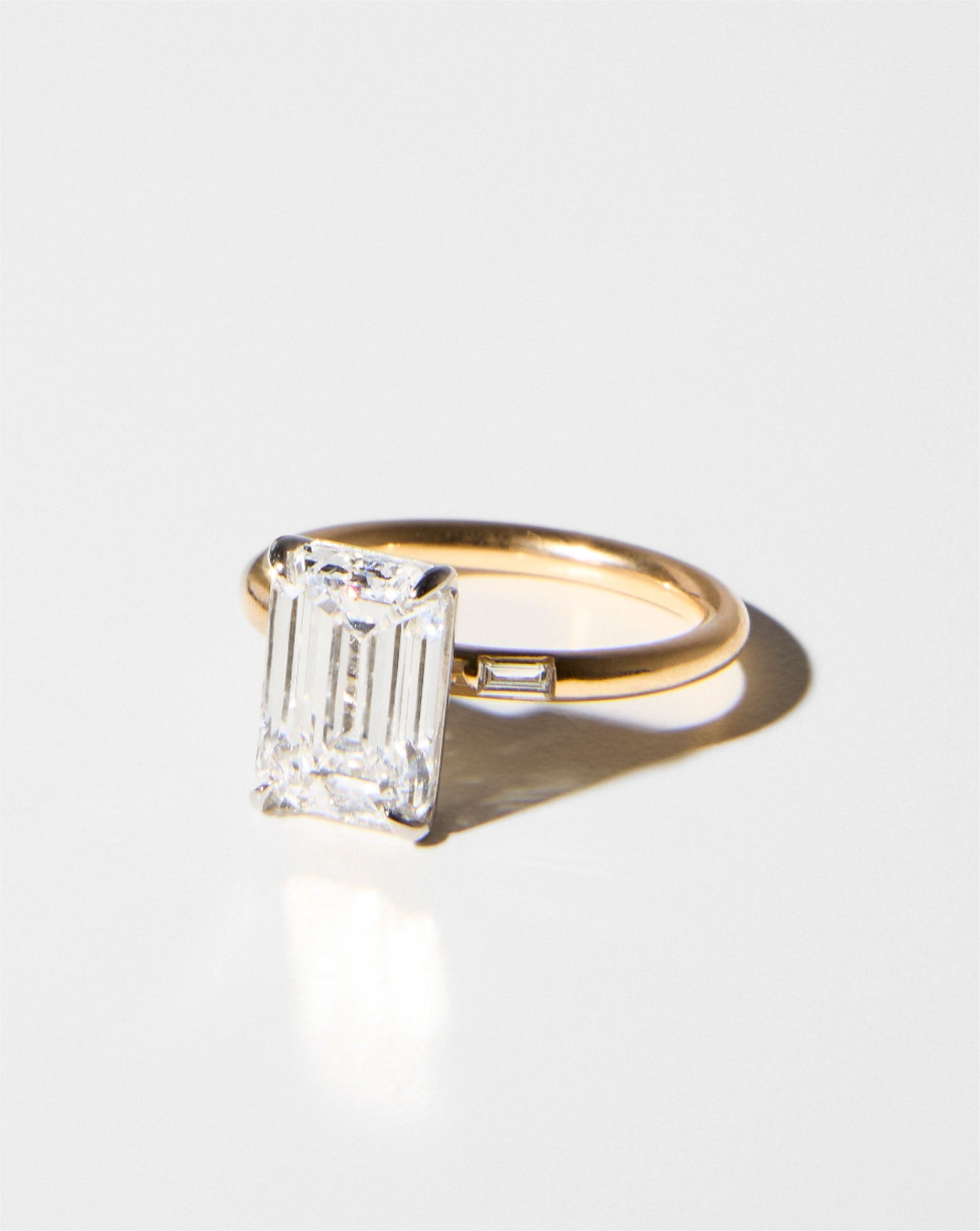 3.13 Emerald Lab Diamond in Cloud Inlay Baguette