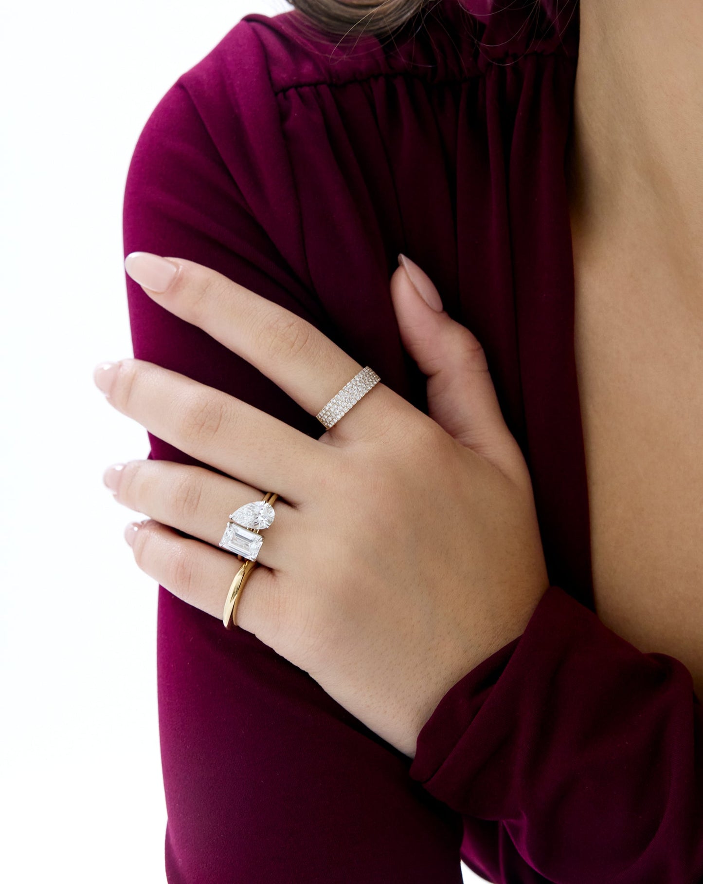5.19 Emerald & Pear Lab Diamond in Whisper Thin® Duet