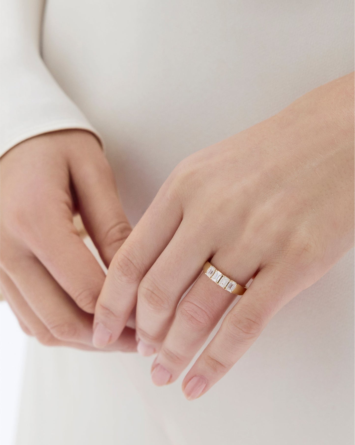 4-Stone Emerald Diamond Wedding Band