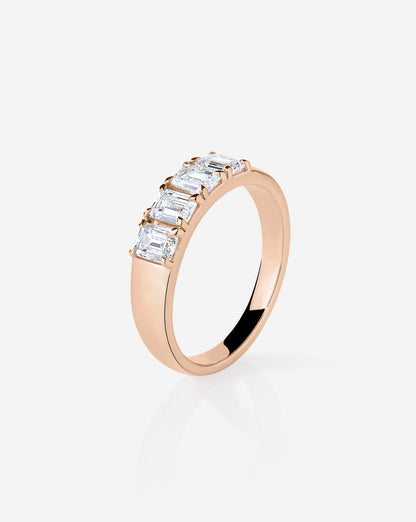 4-Stone Emerald Diamond Wedding Band