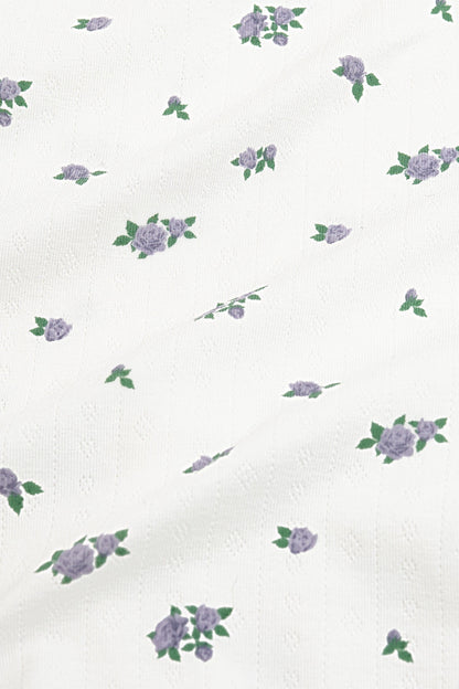 Pointelle Zippered Footie in Spray Rose